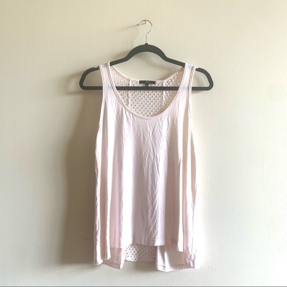 TART Pale pink flowy tank top Medium Delicate mesh Super soft Crochet back - Picture 5 of 9